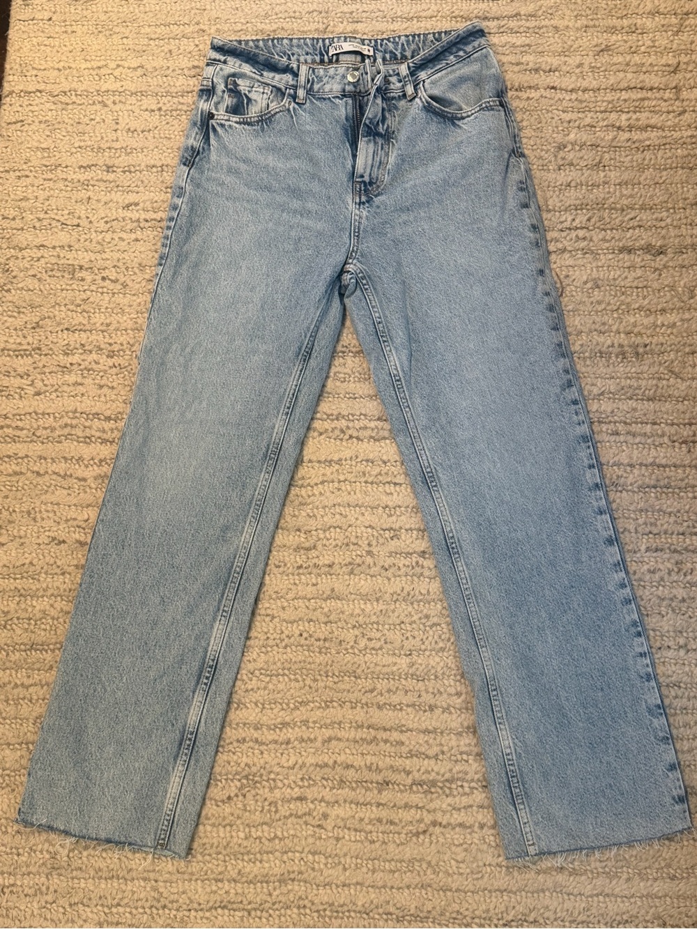 Zara High-Rise Straight-Leg Jeans Light Blue US 6